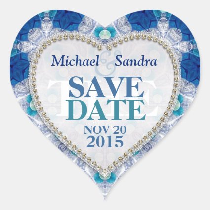 Navy Blue + Teal Save the Date Sticker