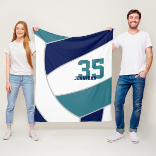 navy blue teal team colors ginormous volleyball fleece blanket