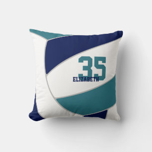navy blue teal team colors volleyball throw pillow