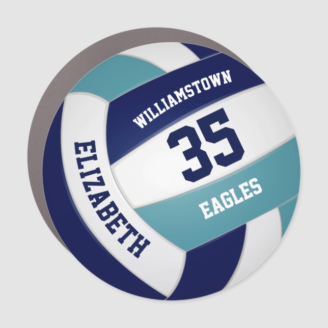 navy blue teal volleyball team gifts car magnet (Front)