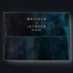 Navy Blue Teal Watercolor & Gold Wedding Monogram Envelope<br><div class="desc">Navy Blue & Teal Watercolor & Gold Glam Perfect for Fall or Winter Wedding Monogram Envelopes With trendy Hand Lettered Script font! ~ Check my shop to see the entire wedding collection with this design!</div>