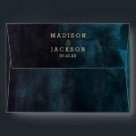 Navy Blue Teal Watercolor & Gold Wedding Monogram Envelope<br><div class="desc">Navy Blue & Teal Watercolor & Gold Glam Perfect for Fall or Winter Wedding Monogram Envelopes With trendy Hand Lettered Script font! ~ Check my shop to see the entire wedding collection with this design!</div>