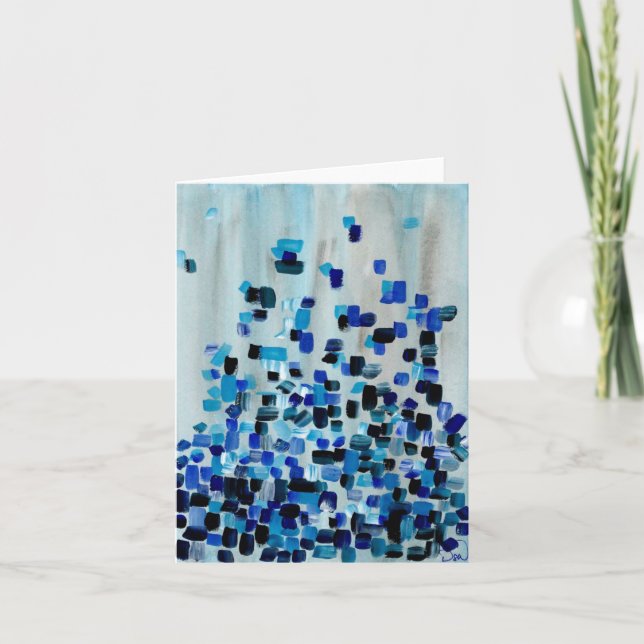 Navy Blue Teal Watercolor Note Thank You Card (Front)