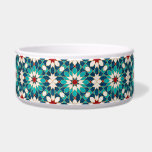 Navy Blue Teal White Red Marble Moroccan Mosaic Bowl<br><div class="desc">Navy blue,  teal,  white and red marble Moroccan mosaic pattern with faux gold border.</div>