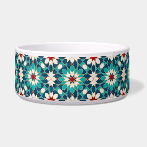 Navy Blue Teal White Red Marble Moroccan Mosaic Bowl