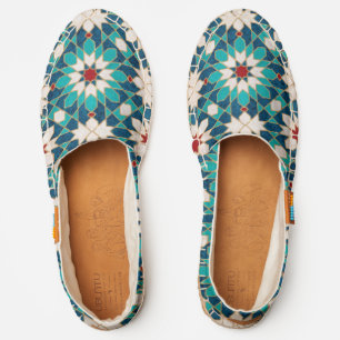 Navy Blue Teal White Red Marble Moroccan Mosaic Espadrilles