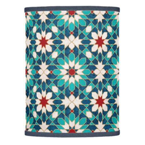 Navy Blue Teal White Red Marble Moroccan Mosaic  Lamp Shade