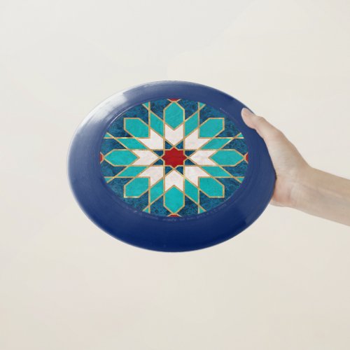 Navy Blue Teal White Red Marble Moroccan Mosaic  Wham_O Frisbee