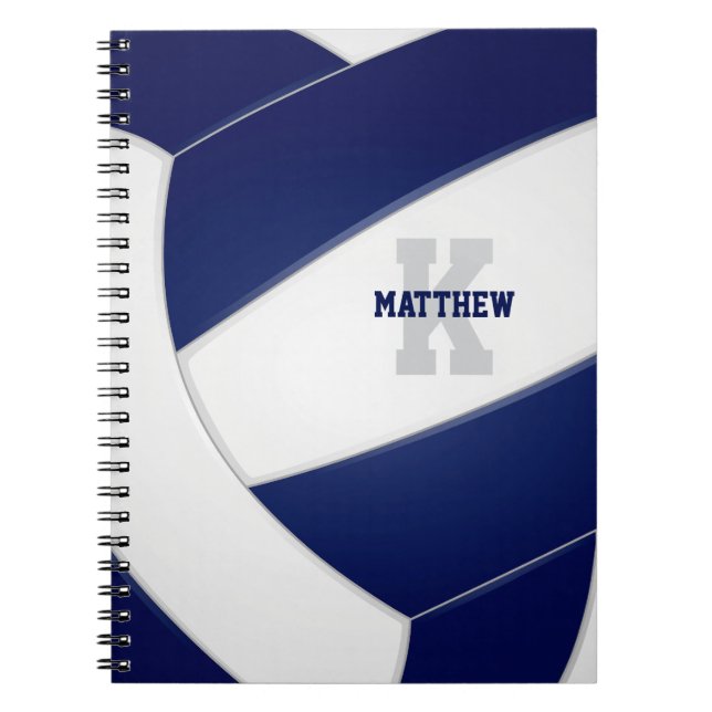 navy blue team sports girls boys volleyball  notebook (Front)