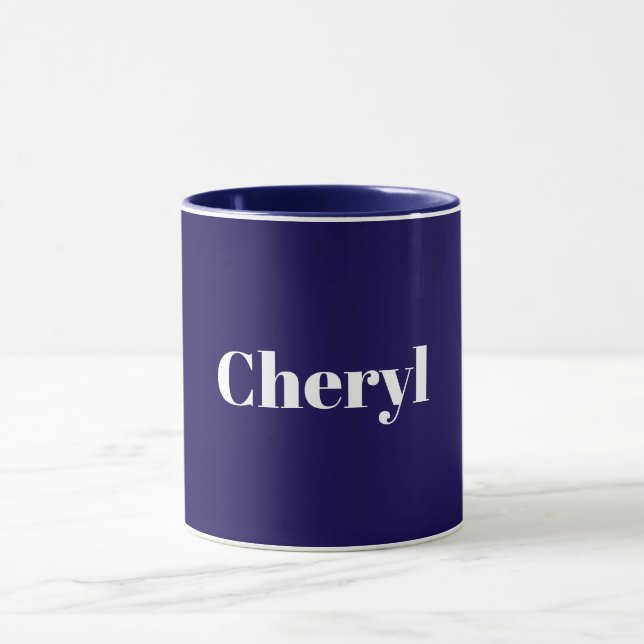 Navy Blue Template, White Text, Customizable, Mug (Center)