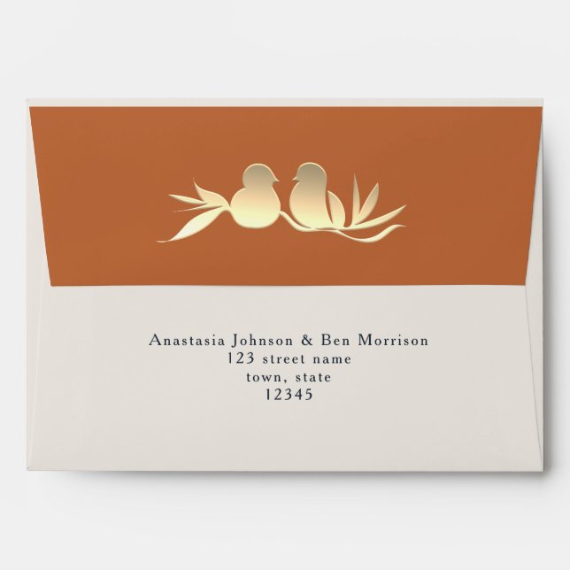 Navy Blue Terracotta Wedding Envelope (Back (Top Flap))