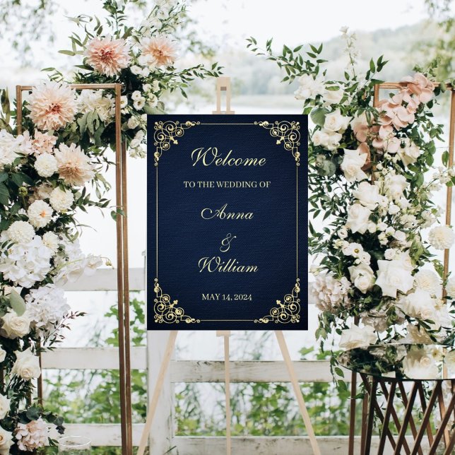 Navy blue texture art deco wedding sign (Creator Uploaded)