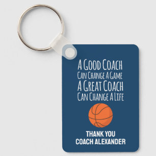 Navy Blue Thank You Basketball Coach Keychain
