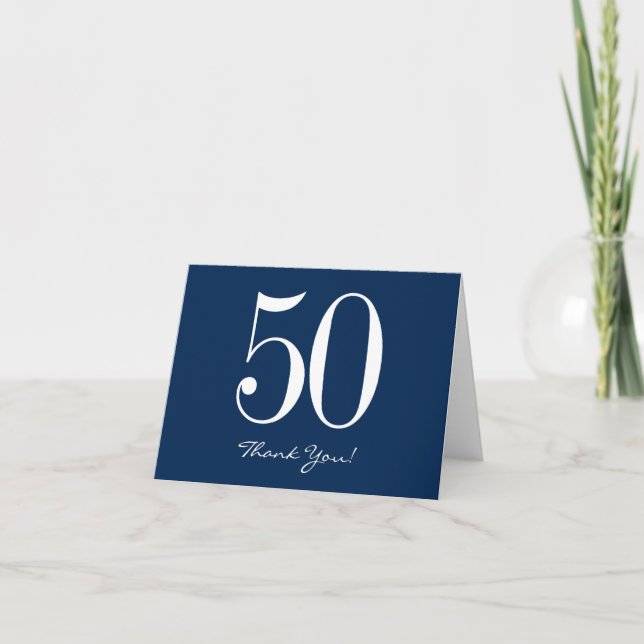 Navy Blue Thank You Cards - Modern Blue White (Front)