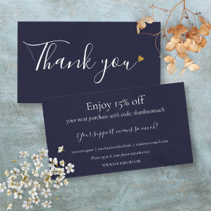 Navy Blue Thank You For Shopping Discount Card