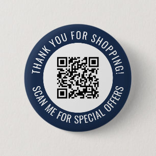 Navy Blue Thank You & Scan Me Promotional QR Code Button
