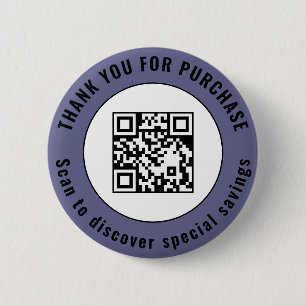 Navy Blue Thank You Scan Me Promotional QR Design Button