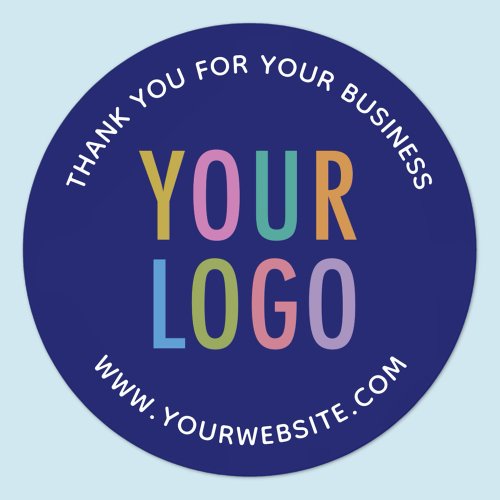 Navy Blue Thank You Stickers Custom Business Logo