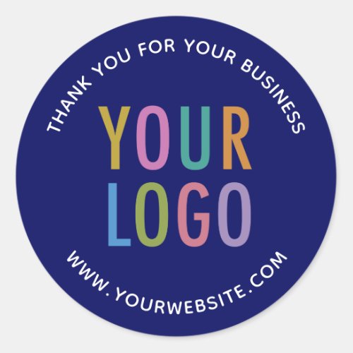 Navy Blue Thank You Stickers Custom Business Logo