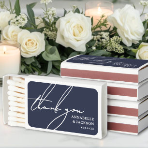 Navy Blue Thank You Wedding Matchbox Favors Matchboxes