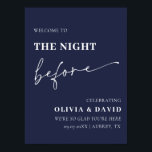 Navy Blue The Night Before Rehearsal Dinner Sign<br><div class="desc">Navy Blue The Night Before Rehearsal Dinner Sign</div>