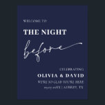 Navy Blue The Night Before Rehearsal Dinner Sign<br><div class="desc">Navy Blue The Night Before Rehearsal Dinner Sign</div>
