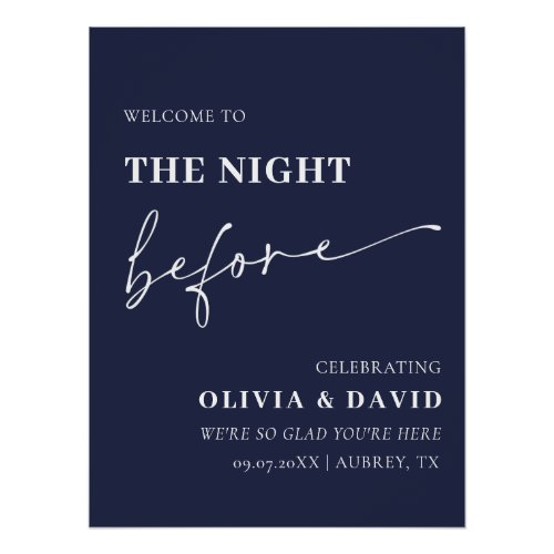 Navy Blue The Night Before Rehearsal Dinner Sign