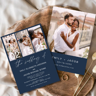 Navy Blue The Wedding of Photo Minimalist Wedding Invitation