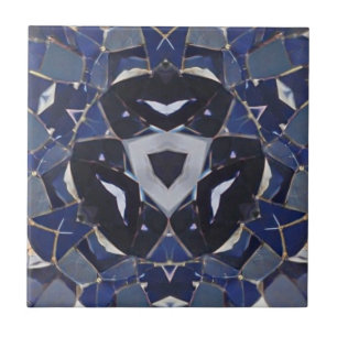 Navy blue threecorner mosaic circle stones  ceramic tile