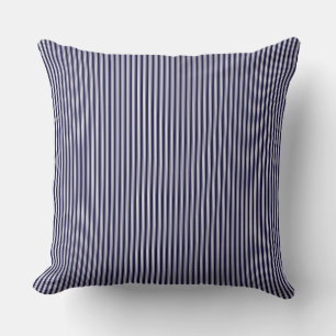 Navy Blue Ticking Stripe Throw Pillow
