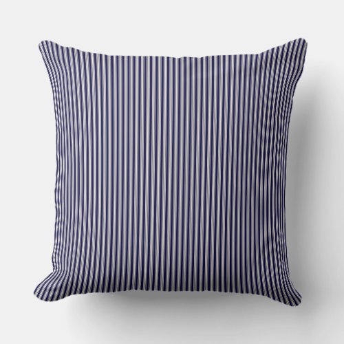 Navy Blue Ticking Stripe  Throw Pillow