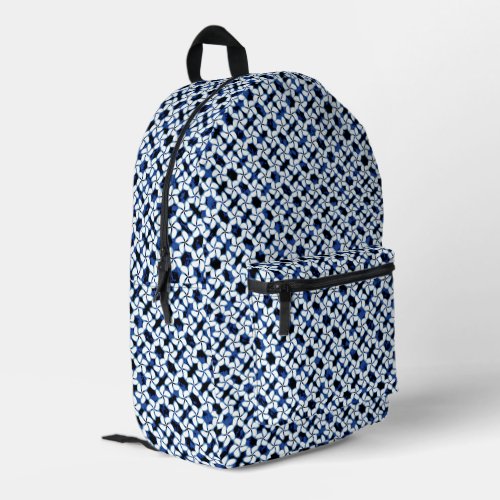 Navy Blue Tile Dark Kumo Shibori Tiling Textile Printed Backpack