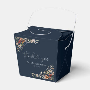 Navy Blue Tiny Wildflower Baby Shower Favor Box