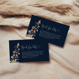 Navy Blue Tiny Wildflower Books For Baby Enclosure Card