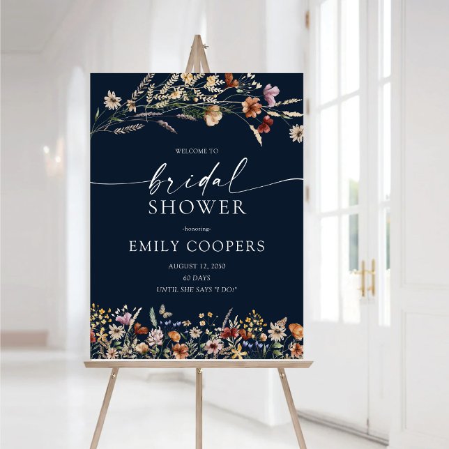 Navy Blue Tiny Wildflower Bridal Shower Foam Board (Creator Uploaded)
