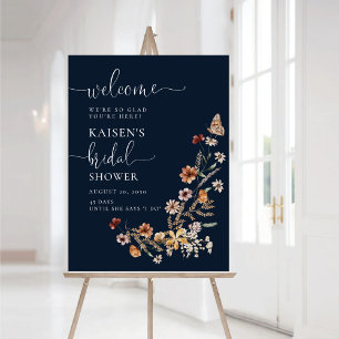 Navy Blue Tiny Wildflower Bridal Shower  Foam Board