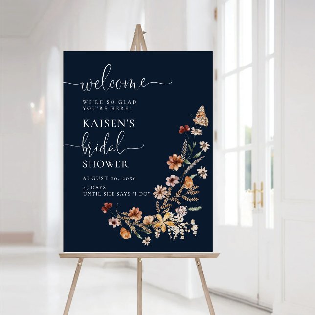 Navy Blue Tiny Wildflower Bridal Shower  Foam Board (Creator Uploaded)
