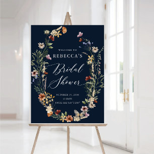 Navy Blue Tiny Wildflower Bridal Shower Foam Board