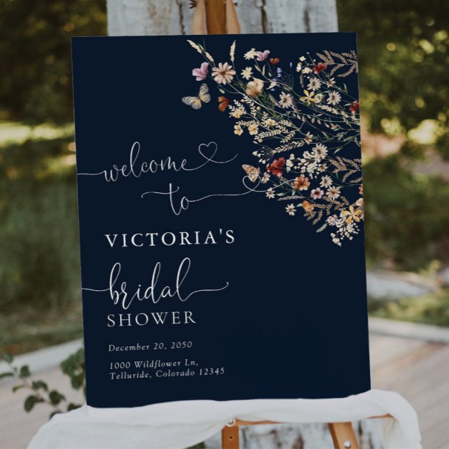 Navy Blue Tiny Wildflower Bridal Shower Foam Board (Creator Uploaded)