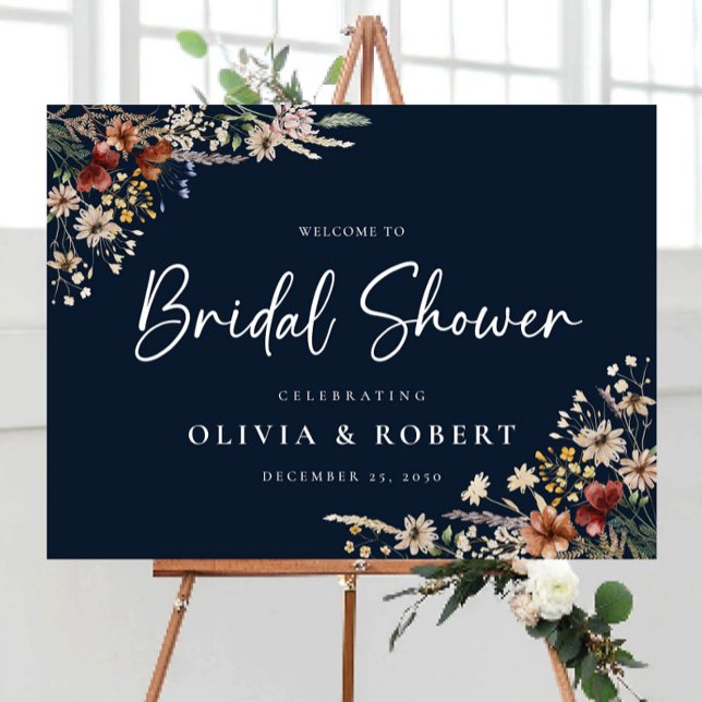 Navy Blue Tiny Wildflower Bridal Shower Foam Board (Creator Uploaded)