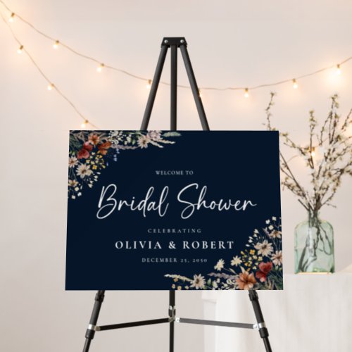 Navy Blue Tiny Wildflower Bridal Shower Foam Board