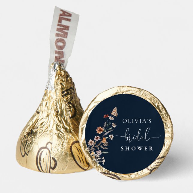 Navy Blue Tiny Wildflower Bridal Shower  Hershey®'s Kisses® (Front)
