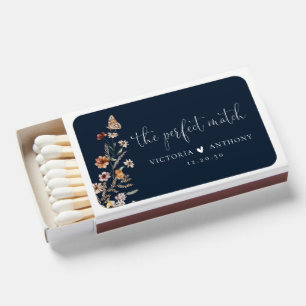 Navy Blue Tiny Wildflower Bridal Shower  Matchboxes