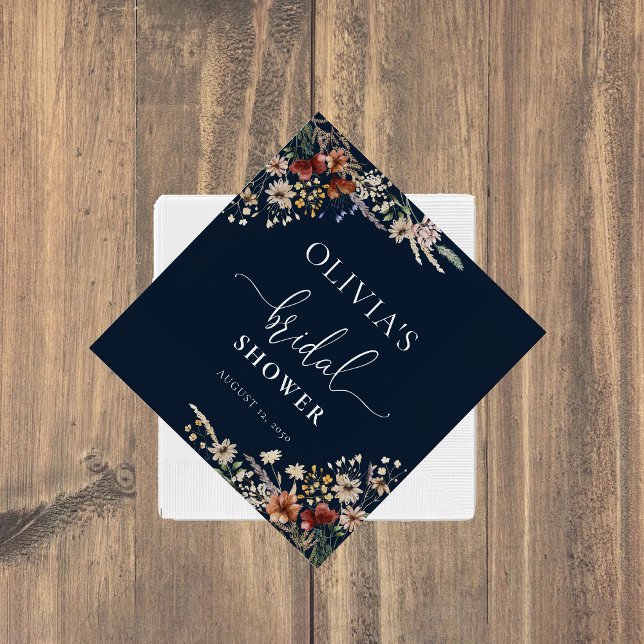 Navy Blue Tiny Wildflower Bridal Shower  Napkins (Creator Uploaded)