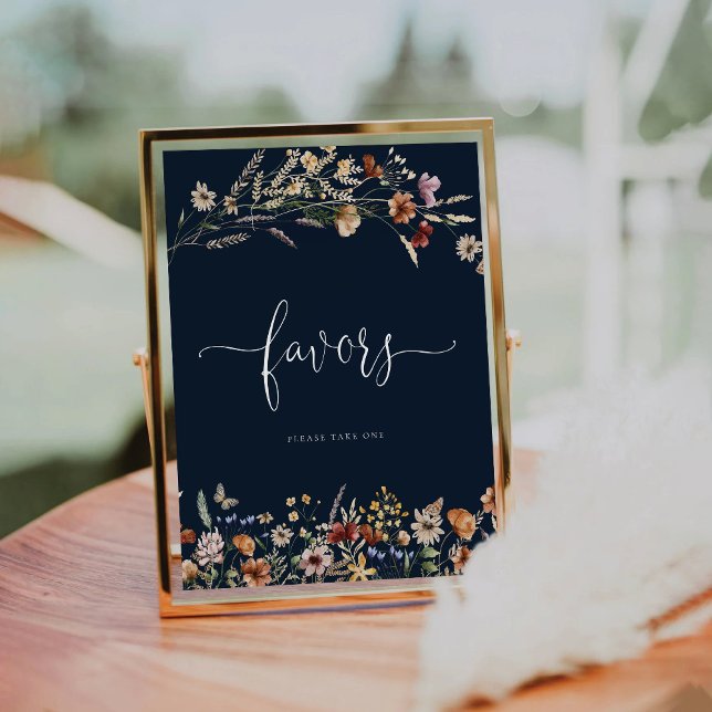 Navy Blue Tiny Wildflower Favors Sign (Creator Uploaded)
