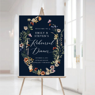 Navy Blue Tiny Wildflower Rehearsal Dinner  Foam Board