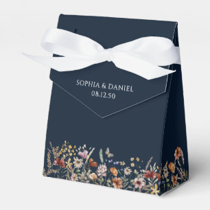 Navy Blue Tiny Wildflower Wedding Favor Box