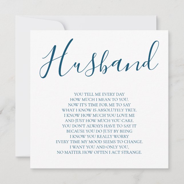 Navy Blue To My Husband Poem from Wife Card (Front)