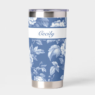 Navy Blue Toile Insulated Tumbler