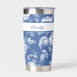 Navy Blue Toile Insulated Tumbler